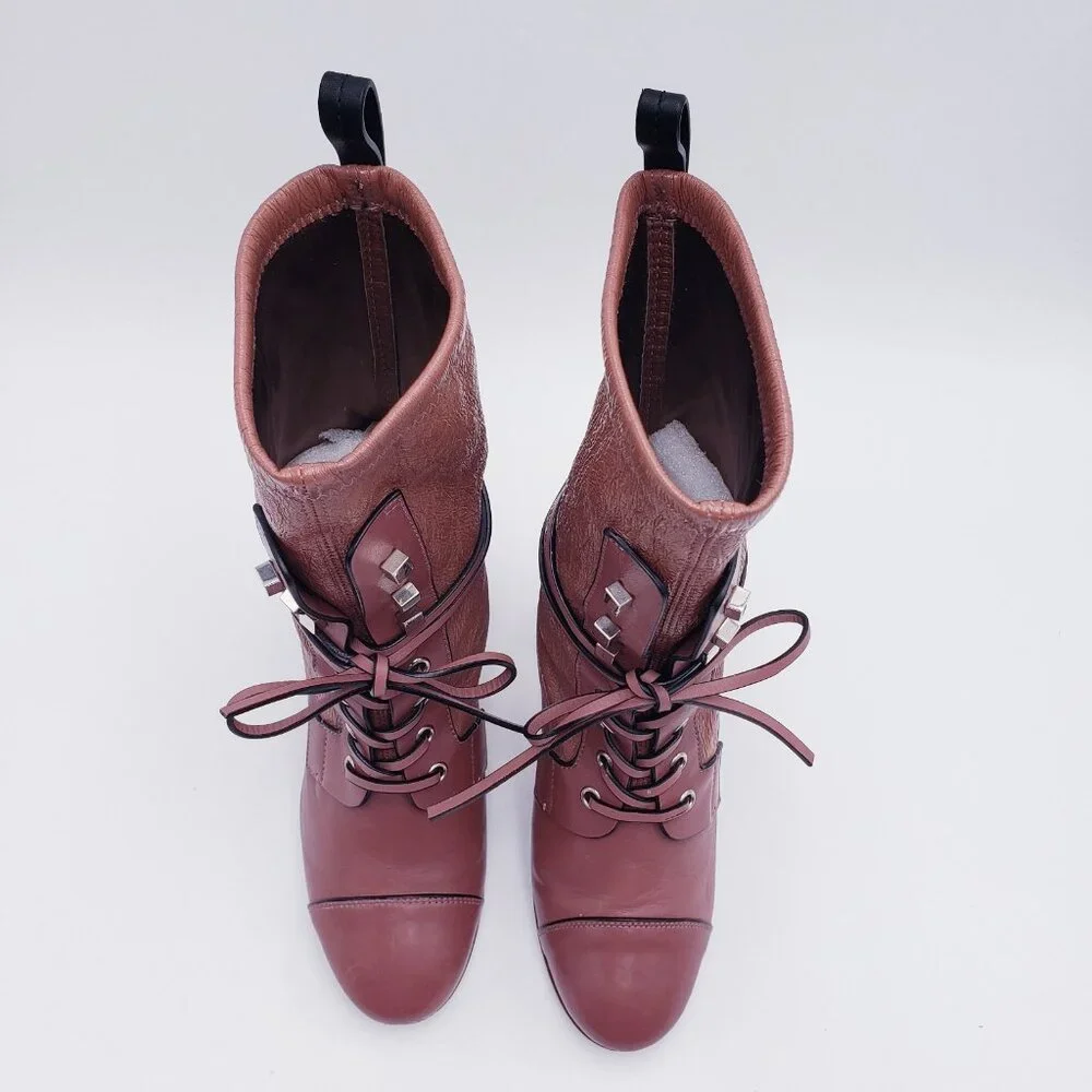 Stuart Weitzman Veruka Leather Lace Up Combat Boots Size 7.5‎ - Picture 6 of 10